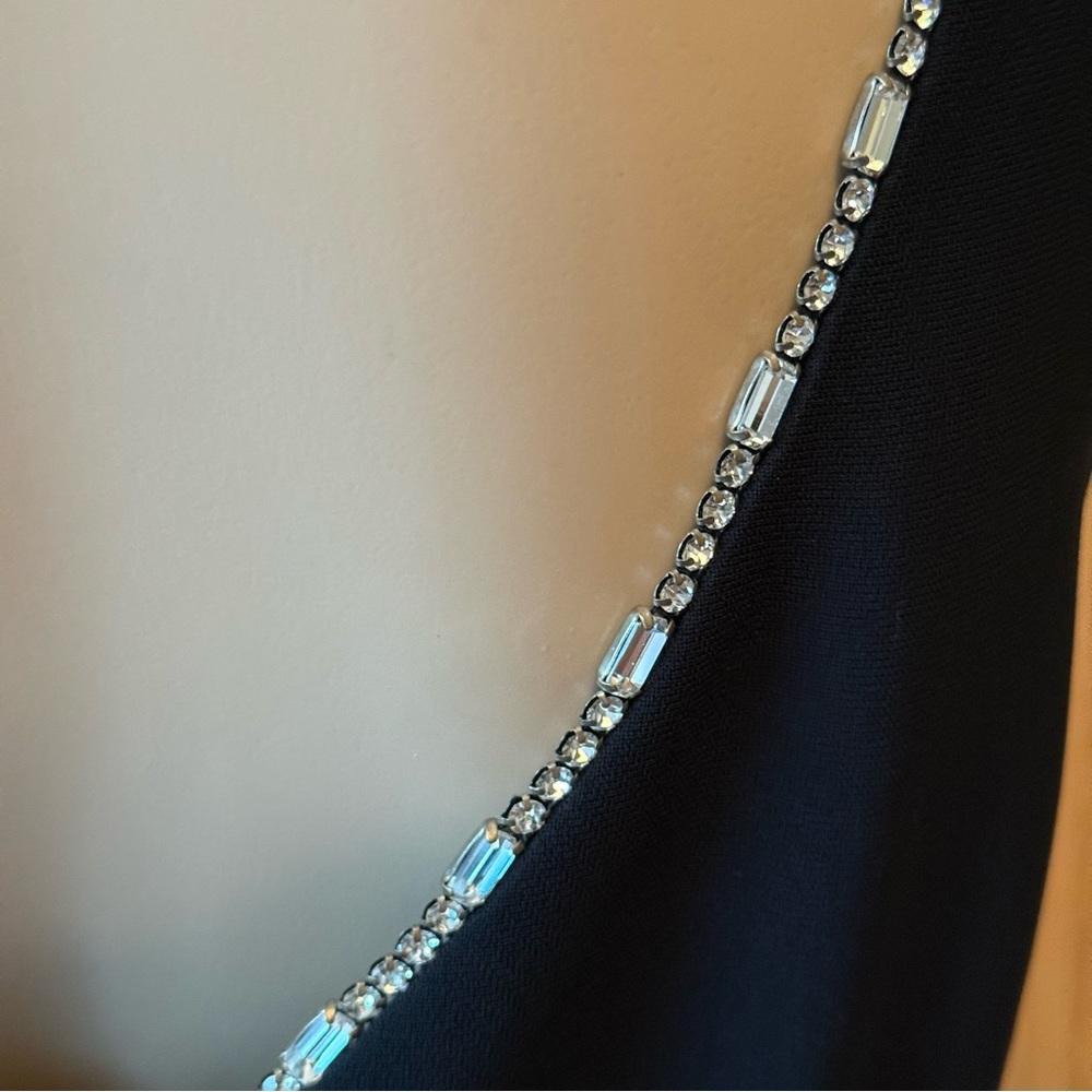 Vintage Andrea Pollizzi for Rex Lester Black Cocktail Dress 8 Rhinestone Neck - Picture 11 of 13